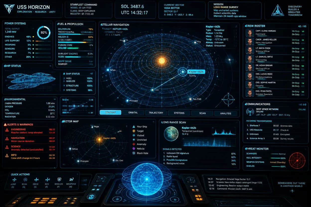 Dense Sci-Fi Dashboard UI