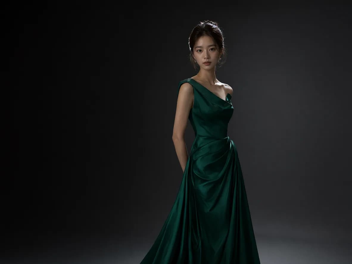 Couture satin, low-key studio